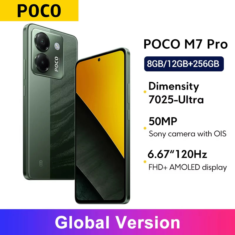 POCO M7 Pro 5G Global Version Dimensity 7025-Ultra 120Hz FHD+ Eye-Care AMOLED Display 5110Mah Battery NFC